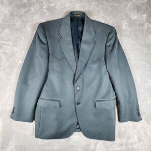 Circle S Country Western Blazer Jacket 44R Teal Cowboy Chic Rodeo Rockabilly